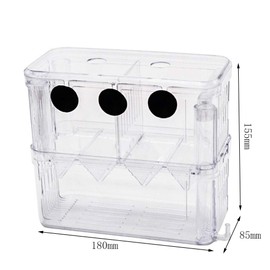 Tiberham Fish Breeding Box, Acrylic Floating Fish Hatchery Isolation Box, Double Layer Fry Hatching Incubator Breeding Rearing Trap, Aquarium Tank Fish Parenting Container Divider with Suction Cups_L