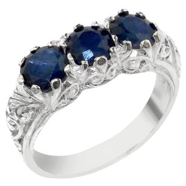LetsBuyGold 925 Sterling Silver Natural Sapphire Womens Promise Ring - Size 5.5