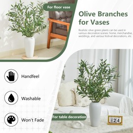 Vicrol 4 PCS 39 Inch Faux Olive Branches Artificial Flowers Greenery Stems Olive Tree Branch for Vase Filler Home Decor Indoor