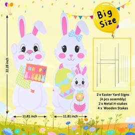 Easter Decorations Outdoor Yard Decorations Bunny and Egg Yard Signs with Stakes for Lawn Garden Easter Party Supplies Spring Prop Outdoor Decor