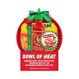 Huy Fong Foods Sriracha Bowl Of Heat Hot Sauce Gift Set Best By 7-2025 Bowl Chopsticks Bottle