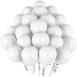 Balloons White Metallic, Pack of 50 12 Inch Matt Metallic White Balloons, Chrome White Metallic for Birthday Decoration, Wedding, Christening Decoration, Party Decoration, Air Balloons, 50 Pieces