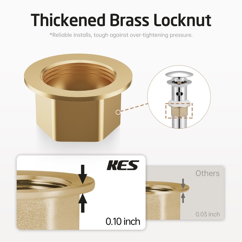 KES Bathroom Sink Drain with Overflow, with Strainer Basket Hair