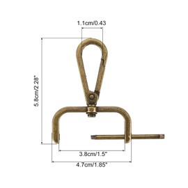 sourcing map 1 Set Detachable Snap Hook, 1.5" D Ring Swivel Clasps for Purses Push Gate Lobster Claw Clasps Clip Purse Making with Screwdriver, Bronze