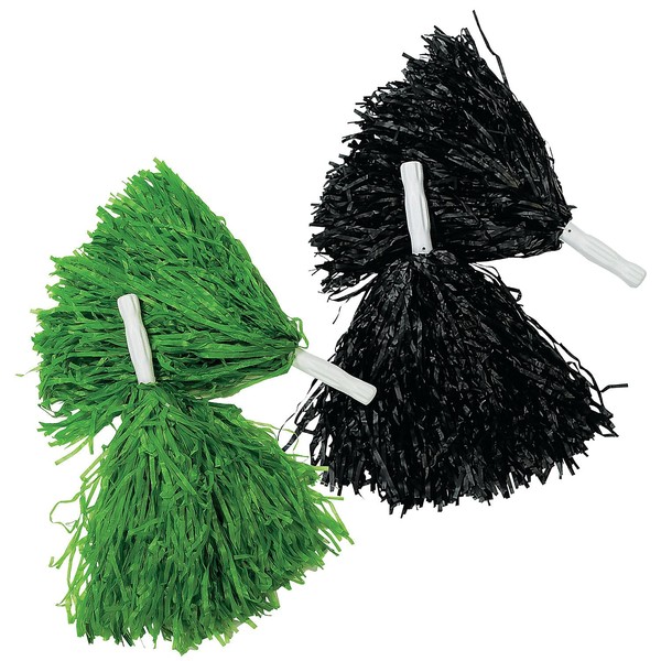 Fun Express 10" Green & Black Team Spirit Cheer Pom-Poms