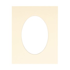 CountryArtHouse Textured Cream Acid Free 6x7.5 Oval Picture Frame Mat with White Core Bevel Cut for 3x5 Pictures - Fits 6x7.5 Frame