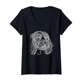 Womens Line Art Cockapoo Cockerpoo V-Neck T-Shirt