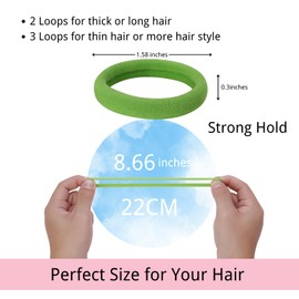 LuSeren 120 Pcs No Damage Hair Ties for Thick Hair, Large Soft Seamless Nylon Hair Elastics for Women, Ponytail Holders Accessories –Green