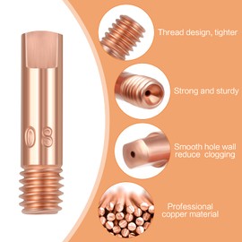 Haisheng Pack of 40 Welding Contact Tips 0.8 mm Copper Contact Tip Welding Nozzles 0.8 mm Current Nozzles Contact Tube Welding Torch Welding Tips for 15AK Torch Gun Welding Machine MIG/MAG Welding