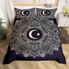 Feelyou Bohemian Mandala Duvet Cover Set Queen, Golden Boho Chic