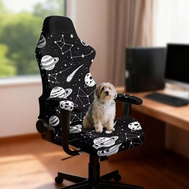 Merkmak Stylish Gaming Chair Covers Set of 4 Computer Chair Cover with Armrest Slipcover Galaxy Space Office Chairs Protector Slipcover for Home Decorations