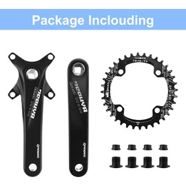 splumzer 170 mm Square Crank for Mountain Bike with 104 Bolt Circle 32/34/36/38T Chainring, Wide Narrow Aluminium Alloy MTB Crank (Colourful, 36T)