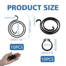 Pack of 10 Door Handle Springs Replacement DIY Repair Kit Ten 2 Turn 2mm Thick coils Plus Ten Circlips for Internal Door Handles Used On Both Right Handed and Left (10 Springs 2mm Thick 10 Circlip)