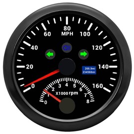 ARTILAURA GPS Speedometer 0-160MPH with Tach 8000 RPM Marine Boat GPS Speedometer Tachometer 85mm 3 3/8" AUTO Gauge (All Black)