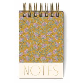 DesignWorks Ink Twin Wire Chunky Pocket Notepad Memo Book with 192 Perforated Sheets, 4" x 6", Gold Vintage Floral