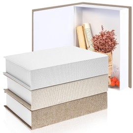 Decorative Books Set of 3, Faux Book Storage, Book Decor Box, Modern Linen Decorative Books for Home Decor Office Bookshelf Coffee Table Decor