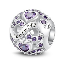MICOO 925 Sterling Silver Birthstone Charm Birthday Gifts Jan-Dec Charms Bead For Bracelet，Bead Charms For Bracelets and Necklaces,Gifts For Women., Sterling Silver, Cubic Zirconia