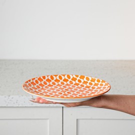 Cerkik Ceramic Salad Plates Set - 8.5 Inch Round Porcelain Dinner Dishes for Dessert Pasta Appetizer Sandwich - Scratch Resistant, Microwave Dishwasher Safe - Set of 6 - Assorted Colors