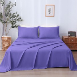 LONAVA King Sheet Set 4 Pieces,Plum Ultra Soft & Breathable Microbifer Sheets, 1600 Thread Count Hotel Luxury Oeko-Tex Bed Sheets, 14-16 Inch Deep Pocket Durable Wrinkle Free Sheets