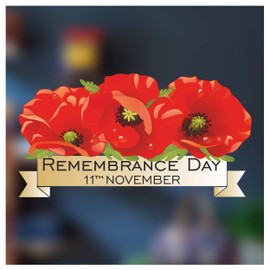 Wild Poppy Static Cling Window Banner - Remembrance Day Poppy Window Sticker