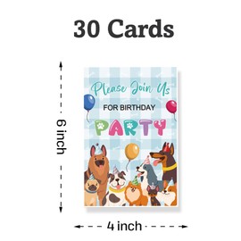 Halodete Dog Invitation Cards, Kids Birthday Party Invitation Cards Supplies, Fill-in Invitations, Baby Shower Pet Puppy Greeting Cards, Welcome Dog Party Decorations, 30 Pcs