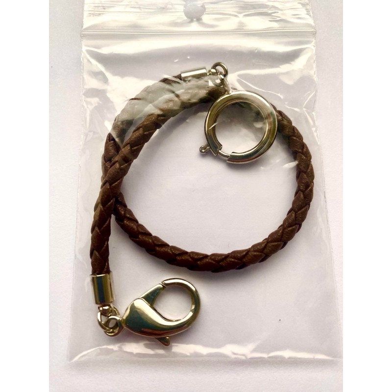 PUREgrey Brown Leather Braided Pocket Watch Chain with Lobster Clasp,
