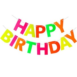 Neon Garland Neon Streamers Black Light Neon Decorations for Dark Glow Party UV Reactive Neon Party Favors Glow in The Dark Party Supplies Wedding Birthday Banners Decorations (Birthday Party Garland)