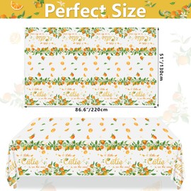 2 Pack Little Cutie Party Tablecloths, A Little Cutie is on the Way Tablecloths, 51x87'' Plastic Disposable Rectangle Table Cover for Little Cutie Birthday Party Tangerine Baby Shower Party Decor