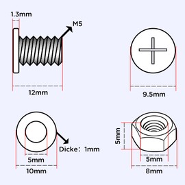 polarmotor M5 x 12 cm License Plate Screws Set Stainless Steel for Number Plate Holder Motorcycle, Moped, Scooter Number Plate Holder