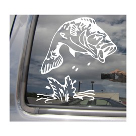 Right Now Decals Bass Jumping Out of Water - Fishing Fish - Cars Trucks Moped Helmet Hard Hat Auto Automotive Craft Laptop Vinyl Decal Store Window Wall Sticker 01055