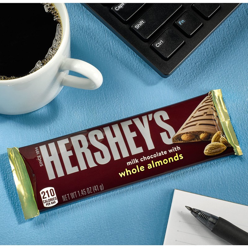 HERSHEY'S Milk Chocolate with Whole Almonds Candy Bars, 1.45 oz