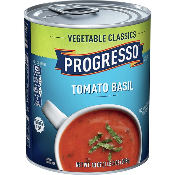 Progresso Vegetable Classics, Tomato Basil Soup, Gluten Free, 6 Cans, 19 oz