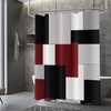 GCIREC Burgundy Geometric Shower Curtain, Burgundy Grey Black Geometric Shower