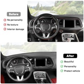 Linskip Dash Board Cover Trim Compatible with Dodge Challenger 2015-2023, Dashboard Instrument Screen & Air Vent Covers for Challenger Interior Accessories(Carbon Fiber)