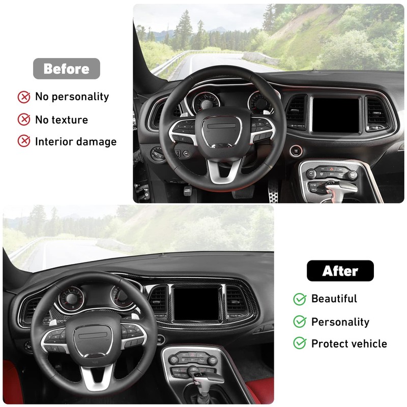 Linskip Dash Board Cover Trim Compatible with Dodge Challenger 2015-2023,