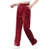 Zoulee Women's Petite Velour Sweatpants High Waist Straight Pants Drawstring