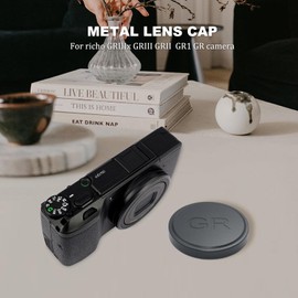 Metal Lens Cap Compatible with RICOH GRIIIx GRIII GRII GR3 GR2 GR1 GR Camera,Aluminum alloy Dustproof Lens Protective Cover (Black)