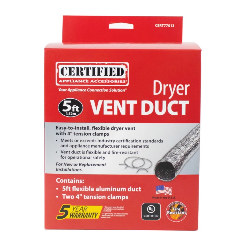 CERTIFIED APPLIANCE ACCESSORIES(R) Flex Dryer Vent Transition Duct, 5ft