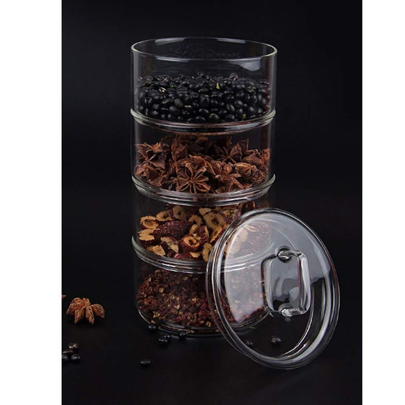 Webuyii Glass Storage Jars with Lids,Multi-Tier Stackable Containers Kitchen Food