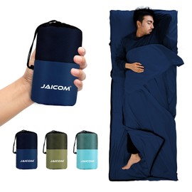 JAICOM Hut Sleeping Bag, Ultralight Silk Sleeping Bag for Travel, Comfortable and Soft Sleeping Bag, Small Pack Size, Made of Microfibre, Ideal for Summer, Backpacking, Hotels and Cabin (Blue)