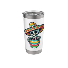 Serape Skeleton cartoon Pocket mexican for Cinco De Mayo fan Stainless Steel Insulated Tumbler