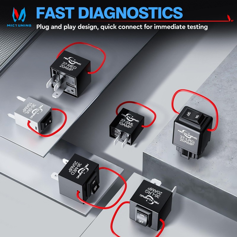 MICTUNING 9038A Relay Bypass Switch Kit with Amp Loop, Diagnostic