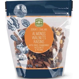 Grove Serenity Southern Omega Gluten Free Trail Mix: Raw Almonds Nuts Walnuts Raisins Dried Cranberries Hazelnuts Pecans - Low Carb Sugar Keto Healthy Snacking Snack Food Treat 16oz Bag