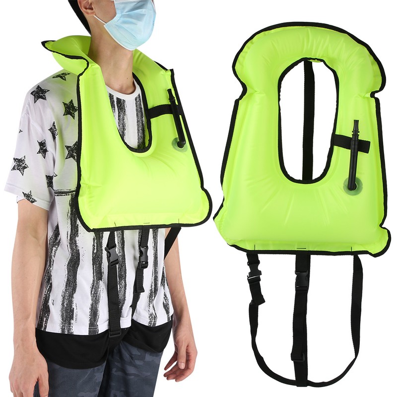 Fluorescent Snorkeling Buoyancy Waistcoat Waterproof Safe Swimming Inflatable Vest