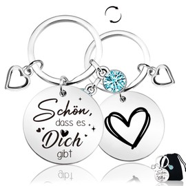 Happirra Gifts for Women, Thank You Gifts, Keyring Schön Dass es Dich Gibt, Gift for Women, Colleague, Friend, Educator, Easter, Birthday Gift, Communion, blue