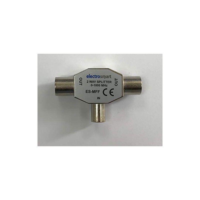 electrosmart TV Aerial Coax Splitter 1 Male to 2 Female