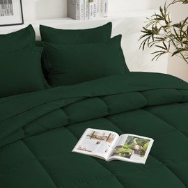 COZYART King Comforter Set 7 Pcs, Emerald Green Bed in a Bag, All Season Lightweight Soft Reversible Bedding Set, 1 Comforter, 1 Flat Sheet, 1 Fitted Sheet, 2 Pillow Shams, 2 Pillowcases
