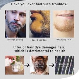 SEVICH Beard Blackening Shampoo for Men - Instant Natural Black Color, Anti-Hair Loss Formula, 10x15ml Travel-Friendly Packets | Safe & Gentle Beard Dye with Nourishing Care