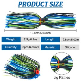 Silicone Spinnerbait Skirts Replacement Jig Skirts with Tube Rattles Kit, 12/18/24 Bundles Fishing Lure Skirt DIY Buzzbait Spoon Blade Squid Jig Bass Skirts Casting Jigs Skirts DIY Fly Tying Material