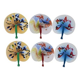 Folding Hand Fans Japanese Design for Women (6 Pack) Decorative Handheld Personal Mini Fans